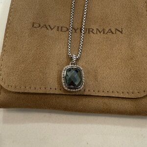David Yurman Sterling Silver Bix Chain Necklace with Hematite & Diamond Pendant
